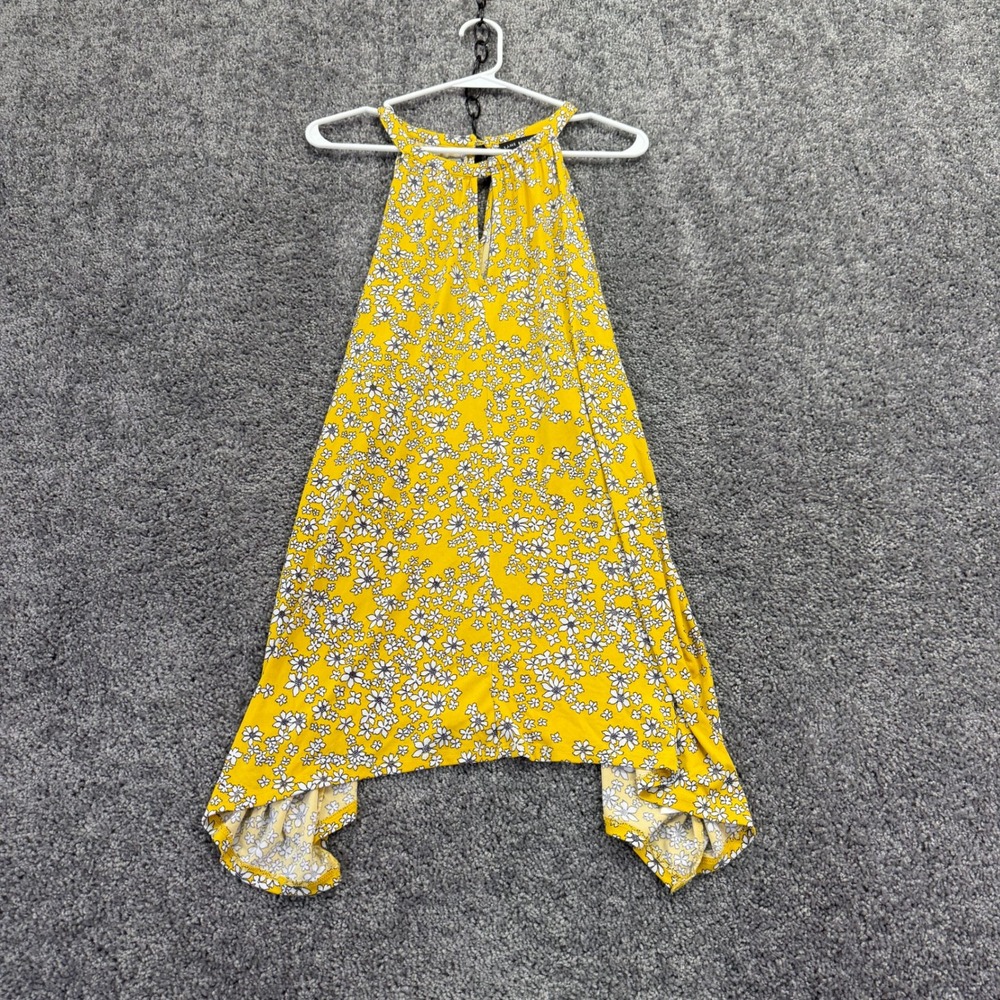 Lane Bryant Tank Top Womens 26/28 Yellow Floral Halter Neck Sharkbite Hem